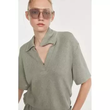 Топ с воротником HM шалфейный зеленый