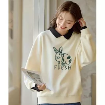 Топ с вращающимися рукавами для женщин. Осень. Новая свободная и универсальная простая толстовка с имитацией двух частей и лацканами для женщин. S
