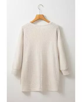 Топ свободного покроя Azura Exchange Apricot Waffle Knit Splits с рукавами «летучая мышь» XL абрикосовый