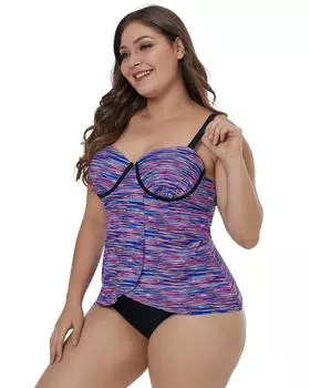 Топ танкини Azura Exchange Fuzzy Striped Flyaway 1X фиолетовый