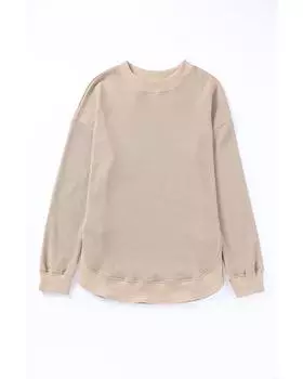 Топ вафельной вязки Azura Exchange с ребристым краем 2XL абрикосовый