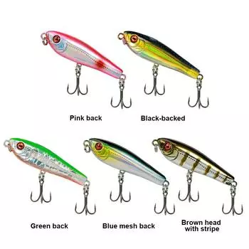Top Water Pencil Fishing Lures 5cm Fishing Baits Floating Dog Walking Wobblers Brown head with stripe
