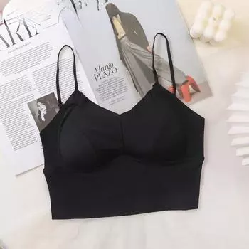 Топ во французском сладком и пряном стиле с жилетом на подтяжках для женщин с накладкой на груди в сочетании с сексуальным белым корейским коротким топом one size чёрный