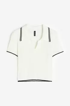 Топ вязки резинкой с воротником