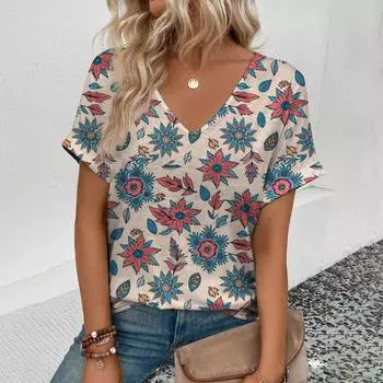 Топ женская летняя женская футболка ретро с рисунком кешью футболка с принтом модная популярная женская футболка с коротким рукавом для отдыха S