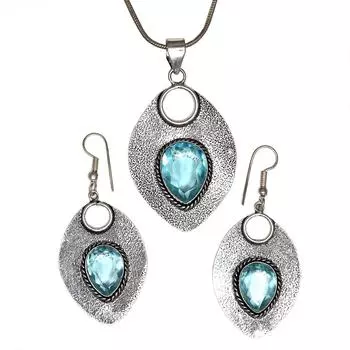 Топаз Голубой Подвеска Sky Серьги Комплект Стерлинговых Ювелирных Изделий Кольцо Серьги