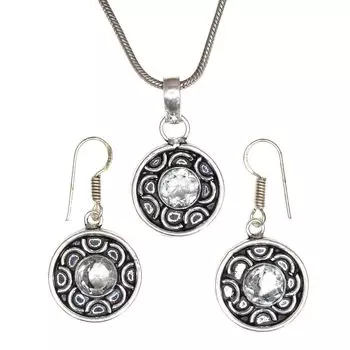 Топаз комплект белые серьги-подвески ювелирные изделия ожерелье драгоценный камень синий