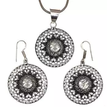 Топаз комплект белые серьги-подвески ювелирные изделия ожерелье драгоценный камень синий