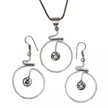 Топаз комплект белые серьги-подвески ювелирные изделия ожерелье драгоценный камень синий