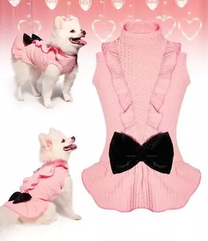 Topkins Pet Dog Dog Cute Sleeveless Heat Hair Loss Small Going Party Одежда, Одежда, Платье, День святого Валентина, Розовый, Принцесса, Бантик, Осень/Зима