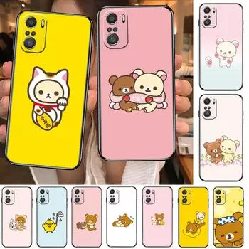 TOPLBPCS милый чехол для телефона rilakkuma для xiaomi redmi 11 Lite pro Ultra 10 9 8 MIX 4 FOLD 10T, черный силиконовый чехол на заднюю панель Prett Redmi 7