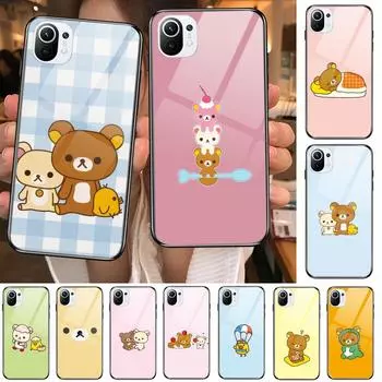 TOPLBPCS милый rilakkuma закаленное стекло чехол для телефона чехол для xiaomi redmi 11 Lite pro Ultra 10T 10 9 8 cc se чехол силиконовые чехлы xiaomi 11 ultra