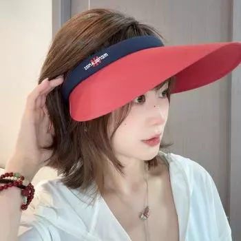 Topless Hat Women s 2025 New Arrival Headband Big Brim Face Slimming Summer Easiest for Match Outdoor Travel Cycling Sun Protection Sun Shade Hat Red