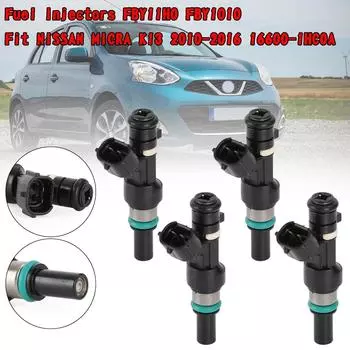 Топливные форсунки FBY11H0 FBY1010, 4 шт., подходят для NISSAN MICRA K13 2010-2016 16600-1HC0A, автомобильные аксессуары