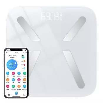 TOPMAKE Вес Смартфон Состав тела ИМТ Жир в организме 14 пунктов Приложение Состав тела и Bluetooth Белые весы, Связанные, Измеритель, Измерение, Измеритель,