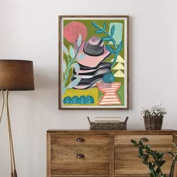 Топо Чико Остин Техас Холст Картина Настенное Искусство Красочная Ковбойская Шляпа Плакат с Растительным Принтом Абстрактные Современные Геометрические Картины Декор 21*30cm