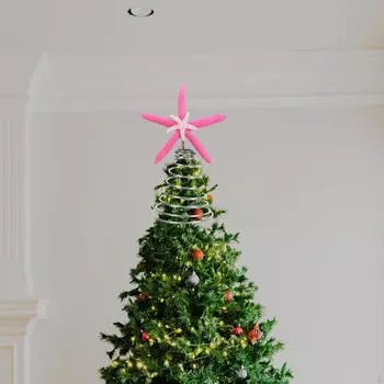 Topper 9x9x20cm Christmas Tree Decoration Celebration Party Bedroom Holiday Display Beach Theme розовый