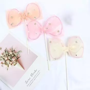 Топпер для кексов ручной работы с бантом для маленьких мальчиков и девочек, милая принцесса, украшения для свадебного торта на день рождения розовый