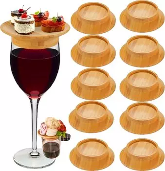 Топпер для мясных закусок из бокала для вина, Топпер для мясной закуски в бокале, Бамбуковый топпер для бокала для вина, Тарелки для закусок из бокала для вина 1PCS