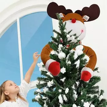 Топпер для рождественской елки, мультяшный длинный рукав, Санта-Клаус, снеговик, многоразовое праздничное украшение, украшение для рождественской елки, товары для вечеринок