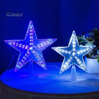 Топпер для рождественской елки со светодиодной подсветкой, топпер для елки со звездой, водонепроницаемый многоразовый, высокая яркость, новогодний праздник, домашний офис, украшения для дома, Рождество S EU Plug жёлтый