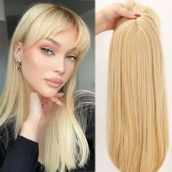 Топпер, невидимый бесшовный длинный прямой парик с заколкой накладные волосы, натуральный невидимый сменный чехол для белых волос