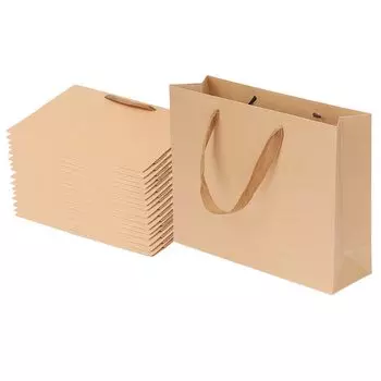 TOPtoper Бумага для переноски подарков Толстый Тип Подарочный подарок для творчества Рождественский подарочный пакет Сумка, сумка, сумка, [15 предметов] Набор, прочный, долговечный, многоразовый, сумка, сумка, сделай сам, коричневый