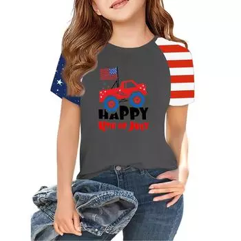 Топы для детей и подростков, мальчиков и девочек 2-10 лет, круглый вырез, короткий рукав, модные топы 130 тёмно-синий