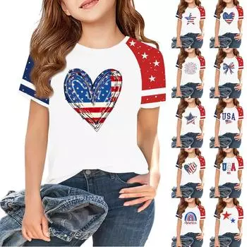 Топы для детей и подростков, мальчиков и девочек 2-10 лет, круглый вырез, короткий рукав, модные топы 160 синий