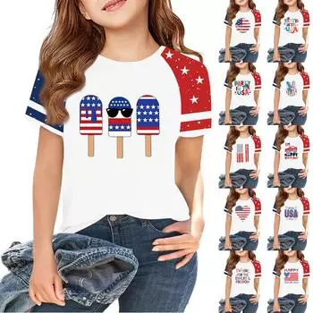 Топы для детей и подростков, мальчиков и девочек 2-10 лет, круглый вырез, короткий рукав, модные топы 100 синий