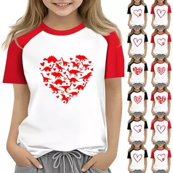 Топы для девочек 4-16 лет с круглым вырезом и коротким рукавом, модные топы 160