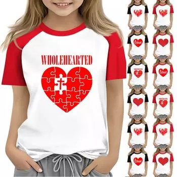 Топы для девочек 4-16 лет с круглым вырезом и коротким рукавом, модные топы 150 красный