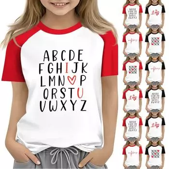 Топы для девочек 4-16 лет с круглым вырезом и коротким рукавом, модные топы 160