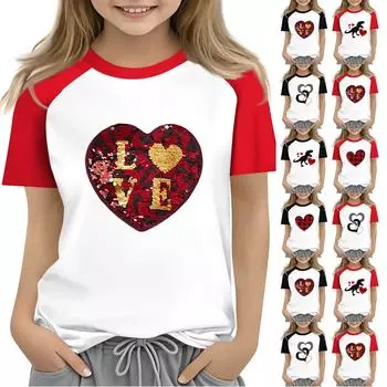 Топы для девочек 4-16 лет с круглым вырезом и коротким рукавом, модные топы 130