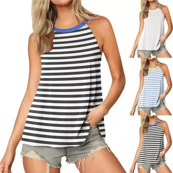 Топы для женщин без рукавов Базовый топ-майка Повседневные летние пляжные наряды L чёрный
