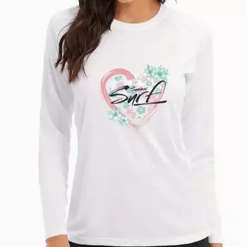Топы для женщин, футболка с круглым вырезом и длинными рукавами и принтом «Сердце и счастье», осенний повседневный тонкий пуловер, женский топ с длинными рукавами XS розовый