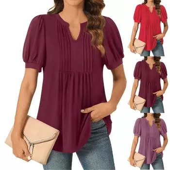 Топы для женщин, нарядные повседневные футболки с коротким рукавом, топ L фиолетовый