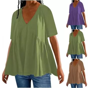 Топы для женщин, нарядные повседневные футболки с коротким рукавом, топ L зелёный