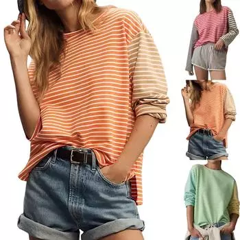 Топы для женщин, нарядные повседневные рубашки с длинным рукавом, футболки, топ XS оранжевый