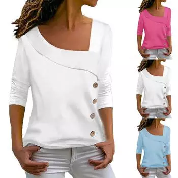 Топы для женщин, нарядные повседневные рубашки с длинным рукавом, футболки, топ XS белый