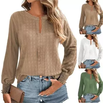 Топы для женщин, нарядные повседневные рубашки с длинным рукавом, футболки, топ XS