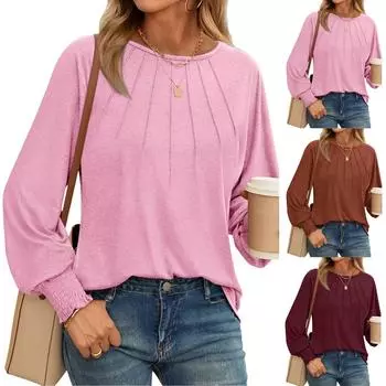 Топы для женщин, нарядные повседневные рубашки с длинным рукавом, футболки, топ S