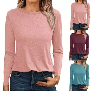 Топы для женщин, пуловер с длинным рукавом, повседневные рубашки с V-образным вырезом и пуговицами, топ XS винный