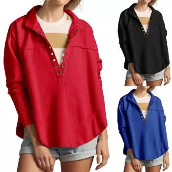 Топы для женщин, пуловеры с длинными рукавами, повседневные рубашки, топ S чёрный