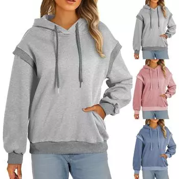 Топы для женщин, пуловеры с длинными рукавами, повседневные рубашки, топ S серый