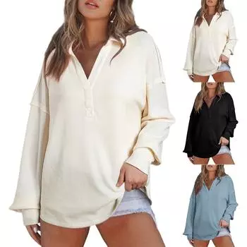 Топы для женщин, пуловеры с длинными рукавами, повседневные рубашки, топ M бежевый