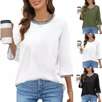 Топы для женщин, пуловеры с длинными рукавами, повседневные рубашки, топ S белый