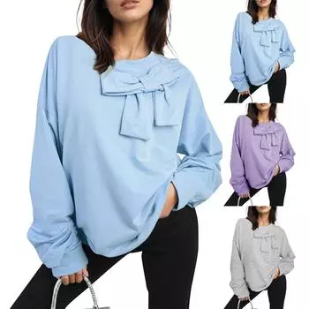 Топы для женщин, пуловеры с длинными рукавами, повседневные рубашки, топ S синий