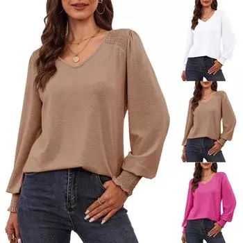 Топы для женщин, пуловеры с длинными рукавами, повседневные рубашки, топ S