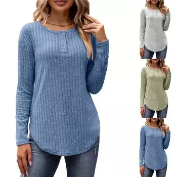 Топы для женщин, пуловеры с длинными рукавами, повседневные рубашки, топ M синий